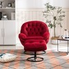 33.78" Tall Upholstered Lazy Chair With Ottoman, Metal Legs And Frame Modern Lounge Accent Chair, Soft Velvet Leisure Sofa Chair - 3 of 4