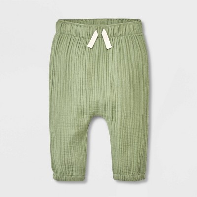 Image of Baby Gauze Jogger Pants - Cat & Jack™ Olive Green 0-3M