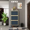 KTMBDW Shoe Cabinet with 3 Flip Drawers, Hidden Wood Shoe Cabinet,Freestanding Shoe Storage Cabinet for Entryway Hallway, Dark Blue - 2 of 4
