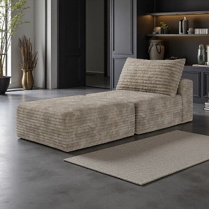 66.9" Plush Corduroy Convertible Sofa Bed with Pillow & Recliner - 1 of 4