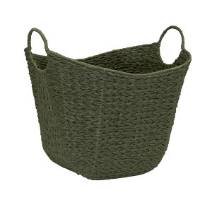 Household Essentials Tall Scoop Basket Paper Rope Olive - 1 of 4