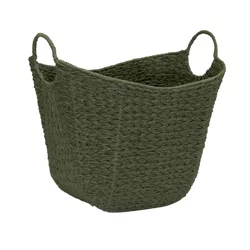 Household Essentials Tall Scoop Basket Paper Rope Olive