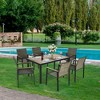 TiramisuBest All Weather 5-Piece Patio Dining Table Sets,Patio Conversation Set Acacia Wood Table Top with Umbrella Hole,Rattan Outdoor,Coffee Brown - 3 of 4