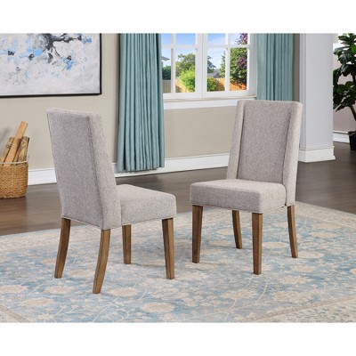 Rubberwood Solids and Engineered Hardwood Upholstered Chair (Set of 2) with Shaped Rustic Wood Seat, Saw Rasping and Distressing