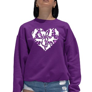 LA Pop Art Cat Heart - Women's Word Art Crewneck Sweatshirt - 1 of 4