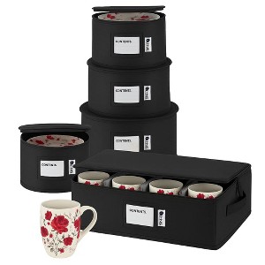 Hard Shell China Storage Containers - Set Moving Boxes for Dinnerware, Glasses, Plates, Mugs and Saucers -  Service for 12 - 1 of 4