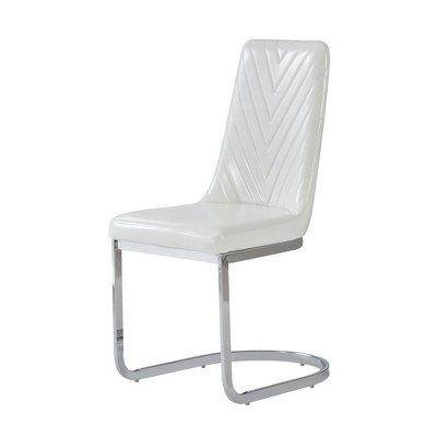 HomeRoots Set of Two White and Silver Upholstered Dining Side Chairs