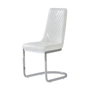 HomeRoots Set of Two White and Silver Upholstered Dining Side Chairs - 1 of 4