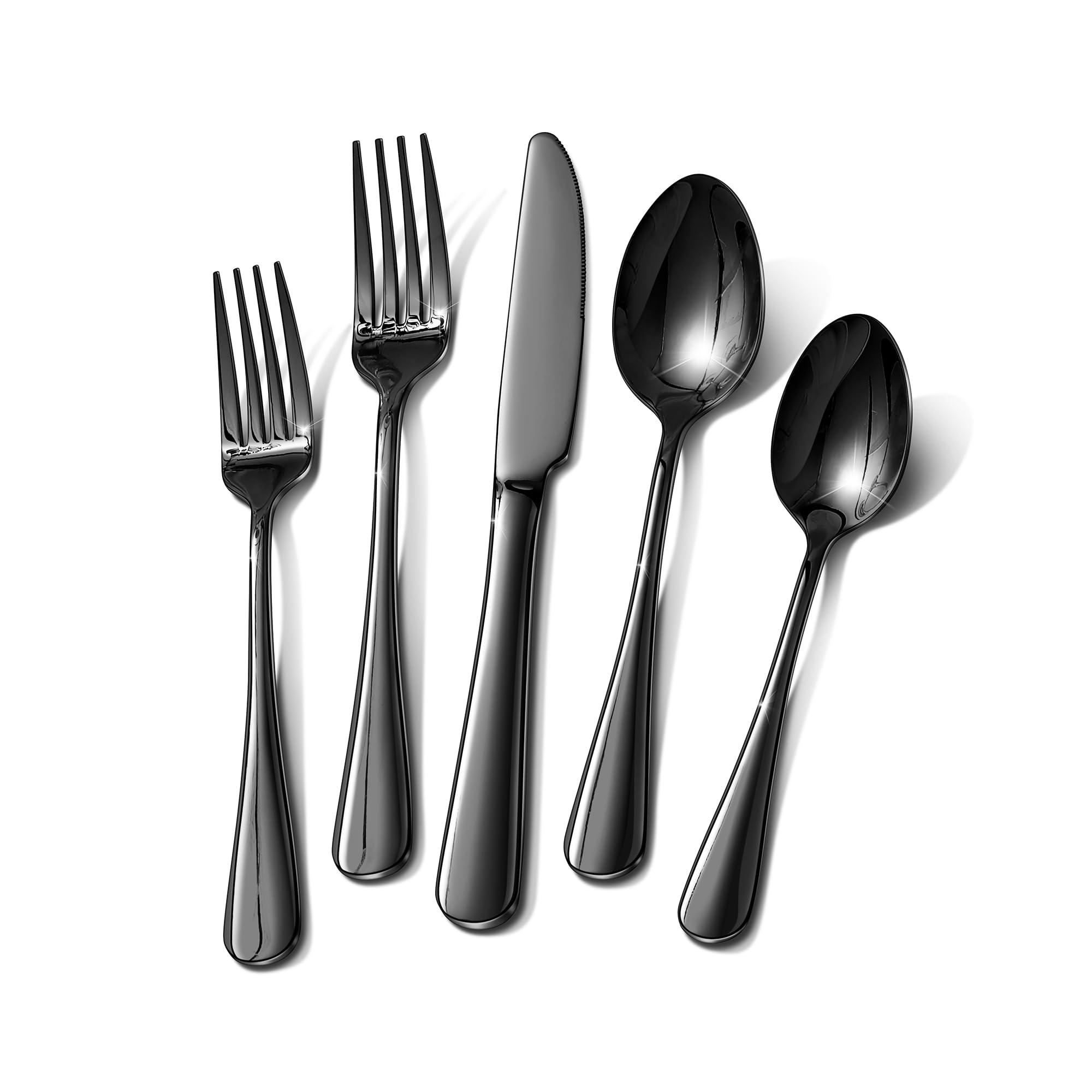 Angel Sar 40-Piece Black Stainless Steel Flatware Set for 8