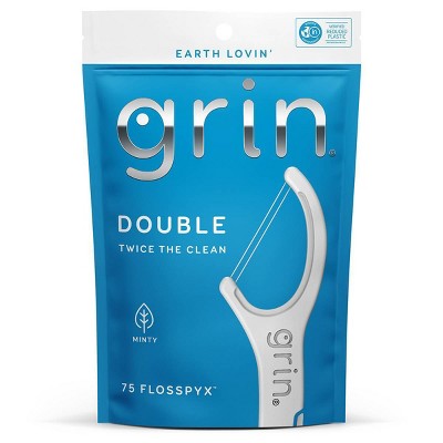 Grin Double Dental Floss Picks - Minty - 75ct