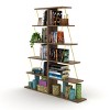 Furnish Home Store Modern 5 Tier Ladder Bookshelf Organizers, Narrow Bookshelf for Small Spaces Office Furniture Bookcase,Walnut/Yellow - 4 of 4