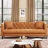 81" Mid-Century Modern Leather Sofa for Living Room, Chesterfield Sofa with Deep Seats and 2 Pillows - 3 of 4