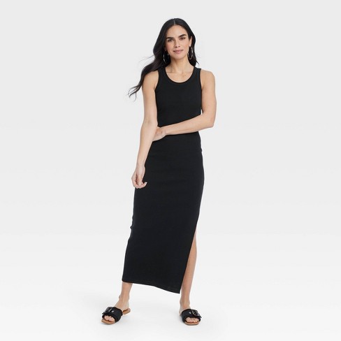 Women's Rib-Knit Maxi Bodycon Dress - Universal Thread™ Black XS