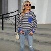 Womens Long Sleeve Tops Stripe Layered Look Top Lightweight Color Block Basic Tops Soft Sweatershirts Crew Neck T Shirt with Pockets - 4 of 4