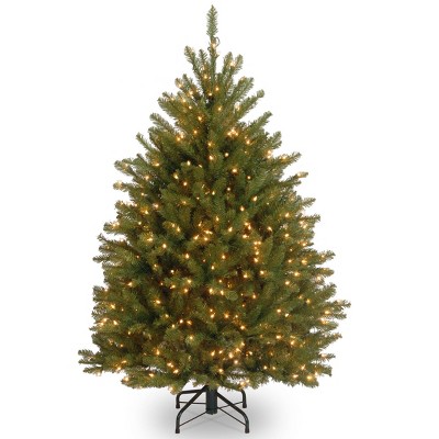  4.5ft National Christmas Tree Company Pre-Lit Dunhill Fir Hinged Artificial Christmas Tree with 450 Clear Lights 