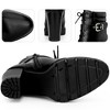 BLISSFUL STEP Lace Up Platform Buckle Chunky Heel Ankle Boots for Women - 3 of 4
