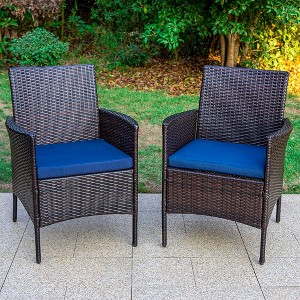 Captiva Designs Outdoor Patio All-weather Wicker Dining Chairs with Thick Cushion - 1 of 4
