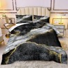Marble Comforter Set – Black White Gold Abstract Print Boho Hippie Bedding, Ultra Soft Lightweight All Season Quilt - 2 of 4