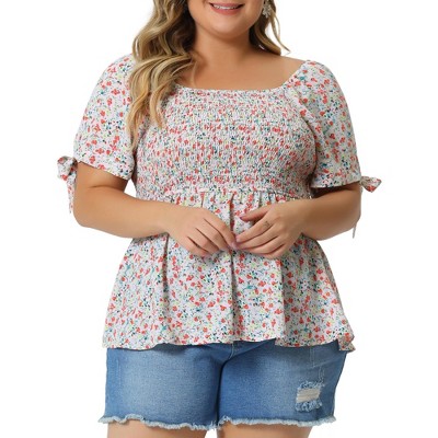 Agnes Orinda Women's Plus Size Twisted Knot Waist Short Sleeves