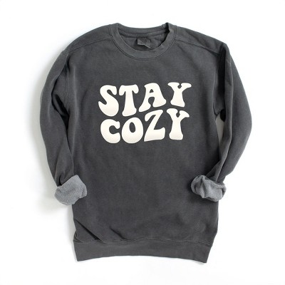 Simply Sage Market Women's  Garment Dyed Graphic Sweatshirt Stay Cozy Puff Print