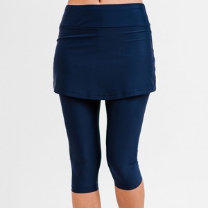 Calypsa Women's Chlorine Resistant Skirted Swim Capris - 1 of 4