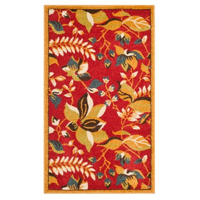 Red/Gold Floral Loomed Accent Rug 3'x5' - Safavieh