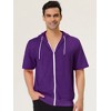 Lars Amadeus Men's Solid Color Zip Up Short Sleeve Hoodies Sweatshirt - 2 of 4