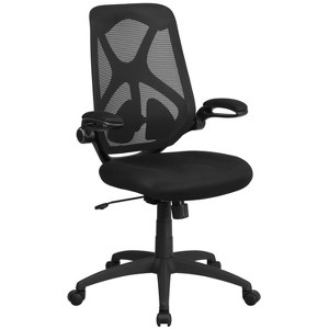 Flash Furniture High Back Black Mesh Executive Swivel Ergonomic Office Chair with Adjustable Lumbar, 2-Paddle Control and Flip-Up Arms - 1 of 4