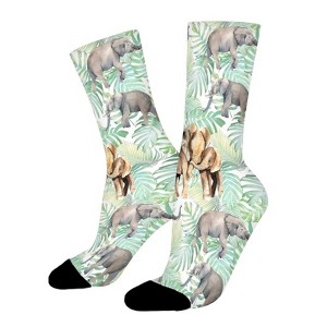 Elephants Women Printed Crew Socks Funny Funky Socks Soft Polyester Novelty Gifts for Artists Men - 1 of 1