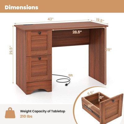 Charming Brown Engineered Wood Computer Desk with 3 Drawers