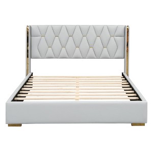 HomeRoots White Tufted Upholstered Twin Bed Frame - 1 of 4