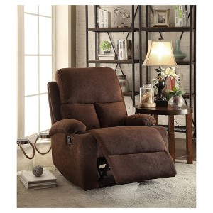 Rosia Linen Recliner Chocolate - Acme Furniture: Microfiber, Cup Holders, Wood Frame - 1 of 4