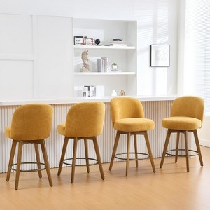 Bekrvio 26" Swivel Counter Height Bar Stools Set of 1/2/3/4,Fabric Upholstered Bar Chairs with Walnut Wood Legs, Counter-Height Kitchen Island Stools - 1 of 4
