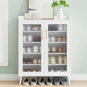 Shoe Cabinet, 5-Tier Shoe Storage Cabinets, Shoe Cabinets Storage for Entryway, Shoe Organizer Cabinet with Glass Doors for Hallway, Living Room - 1 of 4