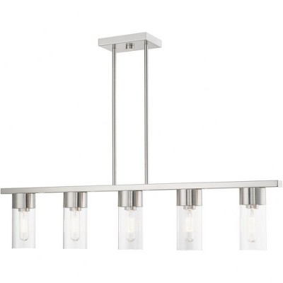 Carson Brushed Nickel 5-Light Linear Chandelier with Clear Glass