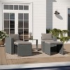 Merrick Lane Woven Rattan Modular Sofa Set for Indoor/Outdoor Use with Loveseat, Ottomans, and Tempered Glass Table - 2 of 4