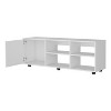 Vynxaria Modern TV Stand with Door and Open Storage, White, 51.2"W x 13.7"D x 18.4"H - 2 of 4