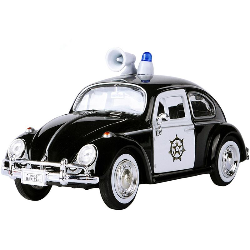 1966 Volkswagen Beetle Police Car Black and White 1/24 Diecast Model Car by Motormax, 2 of 4