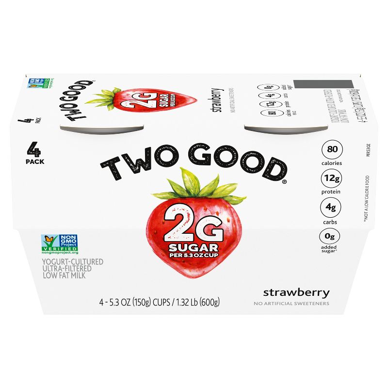 Two Good Low Fat Lower Sugar Strawberry Greek Yogurt - 4ct/5.3oz Cups, 3 of 12