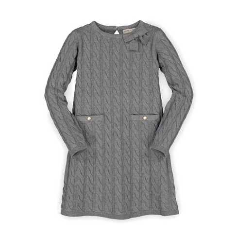 Hope & Henry Girls' Bow Detail Sweater Dress (grey, 5) : Target
