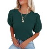 Women's Round Neck Short Sleeve Sweater Summer Casual Puff Sleeve Pullover Knit Top - 3 of 3