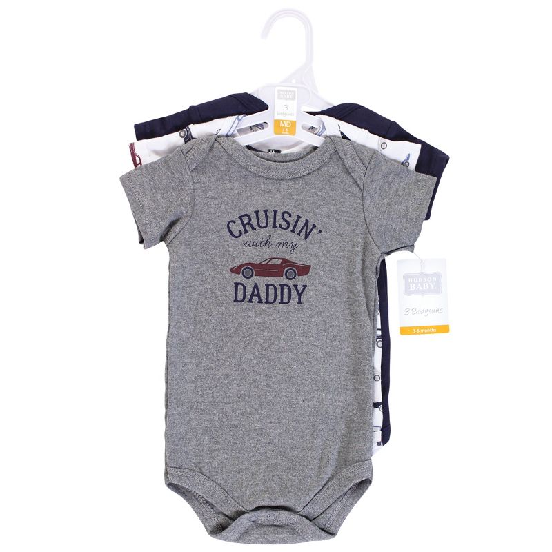 Hudson Baby Infant Boy Cotton Bodysuits, Cars, 3 of 7