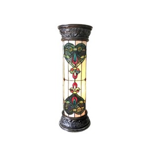 Chloe Lighting Dulce Tiffany-Glass 2 Light Victorian Pedestal Light Fixture 30" Tall - 1 of 4