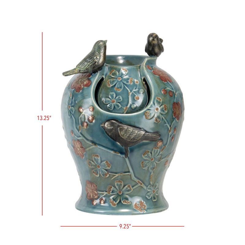 Blue Verdigris Bird Indoor Water Fountain with LED Light and Pump - Foreside Home & Garden, 5 of 9