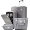 MOEPISY 4-Piece Luggage Set with USB Charging Ports - 20in Carry-On (Front-Opening for Laptop) 28in Checked Suitcase grey blue - 2 of 4