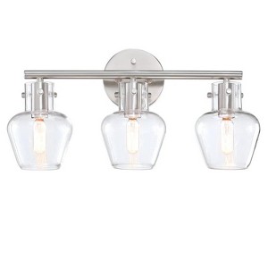 TOBILI 19 in. 3 Light Bathroom Light Fixture with Brandy Snifter Clear Glass Shade Including E12 Base, Bulb Not Included - 1 of 3