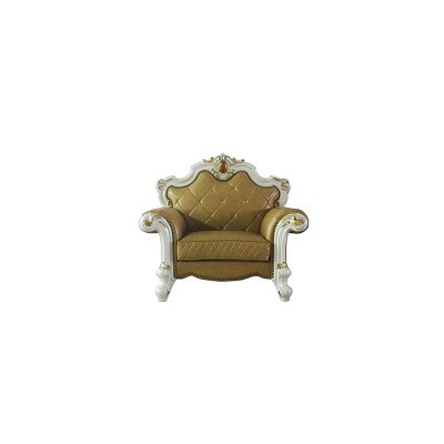 Antique Pearl Butterscotch 60" Handcrafted Faux Leather Accent Chair