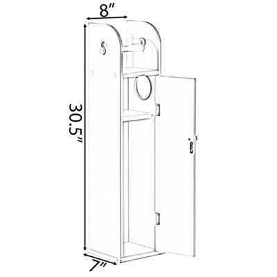 White Freestanding Bathroom Toilet Paper Holder with Storage Cabinet