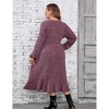 Clearlove Women's Plus Size Knit Textured Sweater Dresses Long Sleeve Loose Pleated Dress with Pockets - 4 of 4