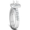 Pompeii3 3/4Ct Double Cushion Halo Diamond Engagement Ring Setting Mount 14k White Gold - 2 of 4